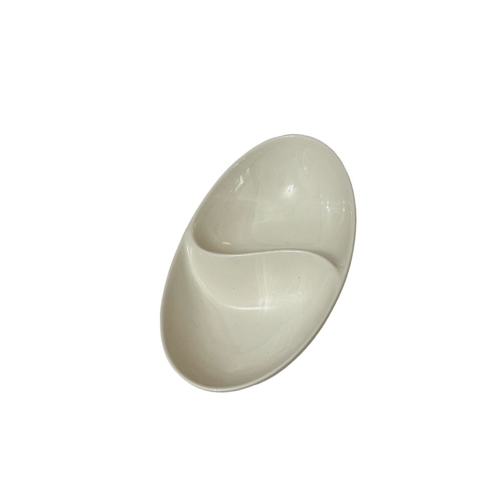 1 MCM vintage ceramic serving dish - white 2 sides